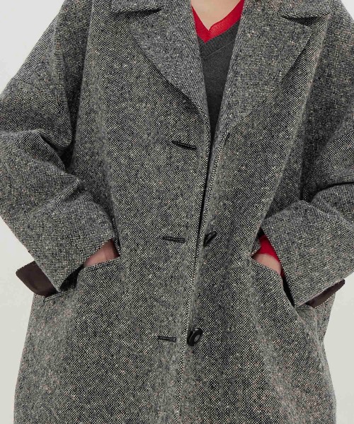 DRESSLAVE(ドレスレイブ)の「B7 / tweed cocoon coat(ツイードコクーンコート)(ピーコート・レディース・グレー・38)」の6枚目の写真