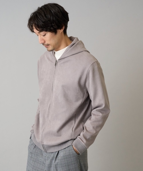 a.v.v(アーヴェヴェ)の「【イージーケア/毛玉になりにくい】ツイルエンボスフェイクスエードジップパーカー【洗濯機で洗える】(パーカー・メンズ・グレー/ブラック・48/46)」の2枚目の写真