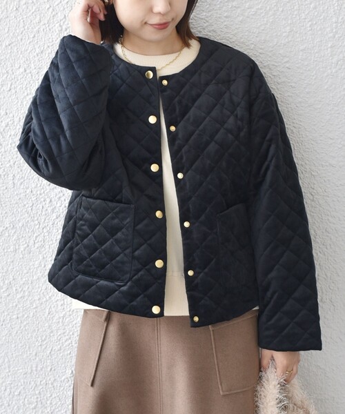 ミッラ・ペホネン ブラウンキルティングジャケット YARRA NEU｜sorona中綿配色キルティングジャンパー NU-5557-427