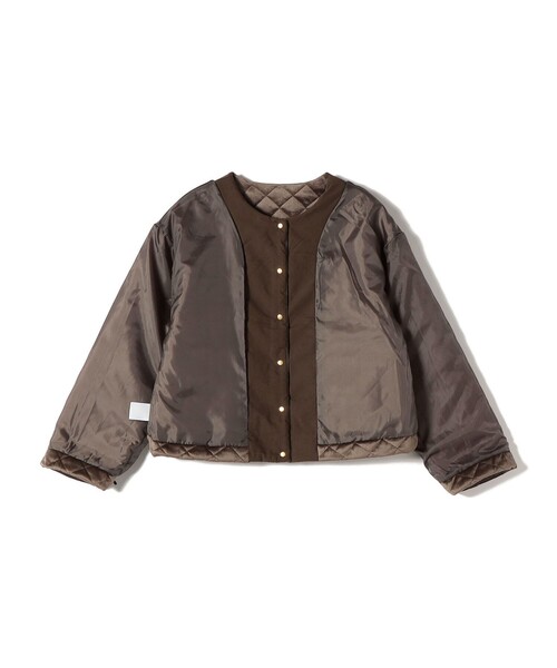 セール】SHIPS Colors:ポリエステルベロア ノーカラー キルティング