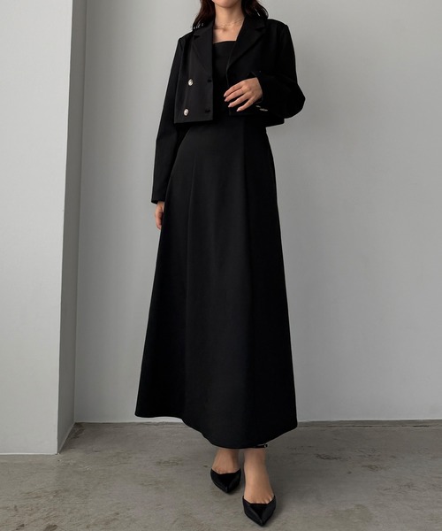 Louere（ルエレ）の「バックスリットショートジャケットsetキャミフレアワンピース（セットアップ・レディース・ブラウン/チャコール/ブラック/アイボリー/グレイッシュベージュ・SMALL/MEDIUM/LARGE/X-LARGE）」の22枚目の写真