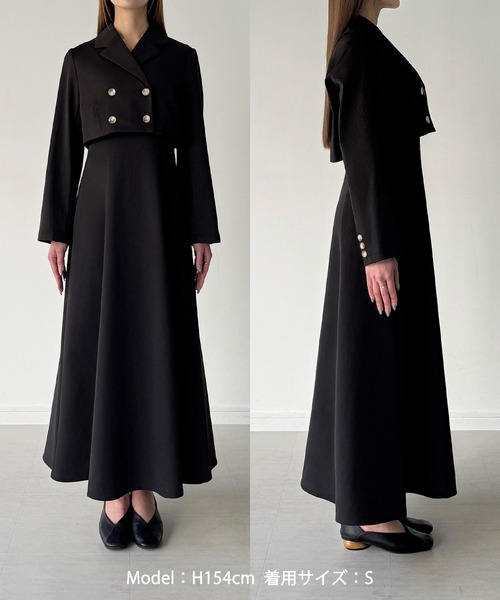 Louere（ルエレ）の「バックスリットショートジャケットsetキャミフレアワンピース（セットアップ・レディース・ブラウン/チャコール/ブラック/アイボリー/グレイッシュベージュ・SMALL/MEDIUM/LARGE/X-LARGE）」の12枚目の写真