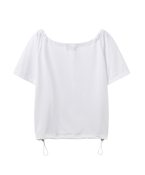 RENSE(レンセ)の「Drawstring Off Shoulder Tee White(Tシャツ/カットソー・レディース・その他・OS)」の4枚目の写真