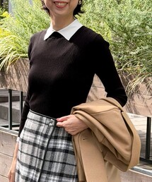 MICO COULIER | バイカラーリブ衿付きプルオーバーニット(ニット/セーター)