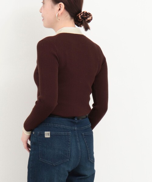 MICO COULIER（ミコクリエ）の「バイカラーリブ衿付きプルオーバーニット（ニット/セーター・レディース・ブラウン/ブラック/ライトグレー・38）」の9枚目の写真