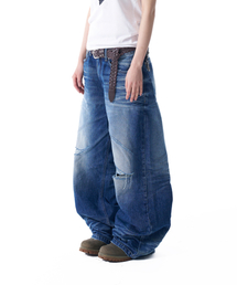 Leather Patch Denim Pants (Blue)（デニムパンツ）｜AAKAM（アーカム