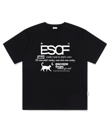 ホワイトキティクルコレクションプリントオーバーサイズ半袖Tシャツブラック