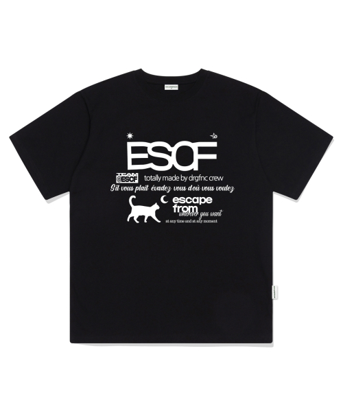 ESCAPEFROM(エスケープフロム)の「ホワイトキティクルコレクションプリントオーバーサイズ半袖Tシャツブラック(Tシャツ/カットソー・レディース・その他・SMALL/MEDIUM/LARGE)」の1枚目の写真