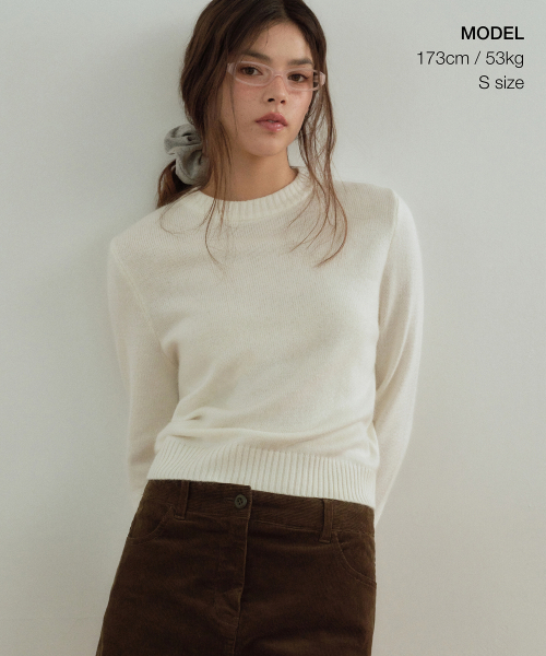 MUSINSA STANDARD WOMAN（ムシンサスタンダードウーマン）の「ウィメンズアンゴラブレンドクルーネックニット[アイボリー]（ニット/セーター・レディース・その他・SMALL/MEDIUM/LARGE/X-SMALL）」の2枚目の写真