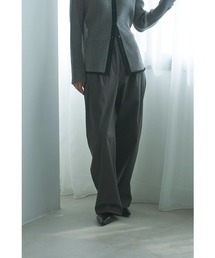 COTTON NYLON TUCK WIDE PANTS