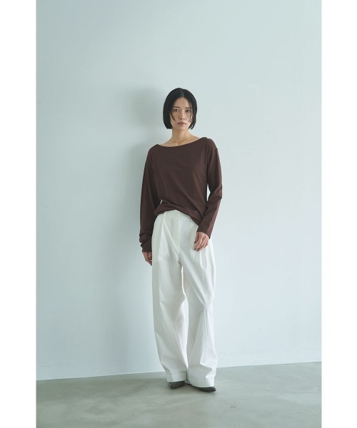 marjour（マージュール）の「COTTON NYLON TUCK WIDE PANTS（その他パンツ・レディース・チャコールグレー/オフホワイト・M）」の17枚目の写真