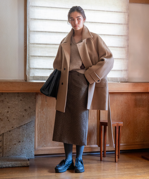 TTUDEMENT(トュードメント)の「H-LINE POCKET SKIRT BROWN CHECK(スカート・レディース・その他・MEDIUM/LARGE/SMALL)」の1枚目の写真