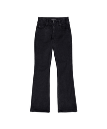 Black western washed boots-cut denim pants - BLACK