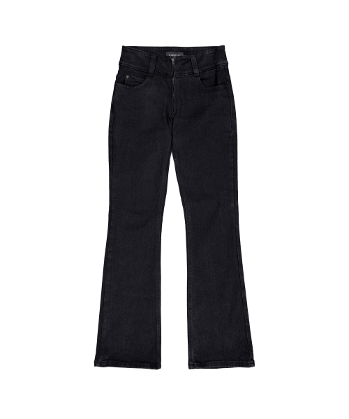 WOOALONG(ウアロン)の「Black western washed boots-cut denim pants - BLACK(デニムパンツ・レディース・ブラック・X-SMALL/SMALL/MEDIUM)」の2枚目の写真