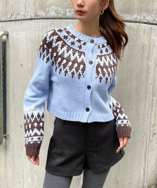 3.3 Field Trip (3.3フィールドトリップ)の「3.3 Field Trip/ノルディッククロップドカーディガン(カーディガン/ボレロ・レディース・ブラック/ブルー/グレー・FREE)」の3枚目の写真