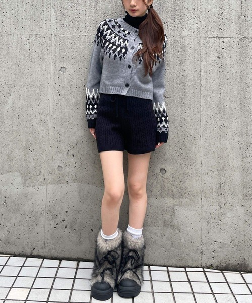 3.3 Field Trip (3.3フィールドトリップ)の「3.3 Field Trip/ノルディッククロップドカーディガン(カーディガン/ボレロ・レディース・ブラック/ブルー/グレー・FREE)」の17枚目の写真