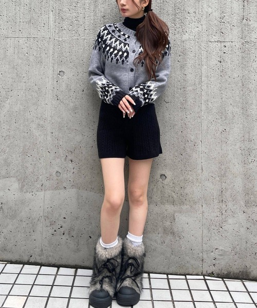 3.3 Field Trip (3.3フィールドトリップ)の「3.3 Field Trip/ノルディッククロップドカーディガン(カーディガン/ボレロ・レディース・ブラック/ブルー/グレー・FREE)」の7枚目の写真