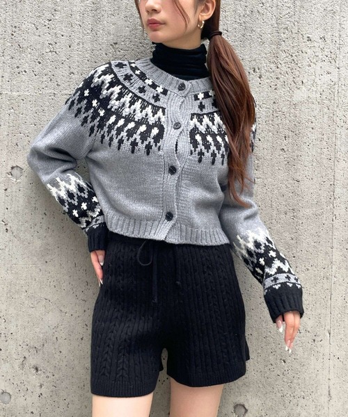 3.3 Field Trip (3.3フィールドトリップ)の「3.3 Field Trip/ノルディッククロップドカーディガン(カーディガン/ボレロ・レディース・ブラック/ブルー/グレー・FREE)」の8枚目の写真