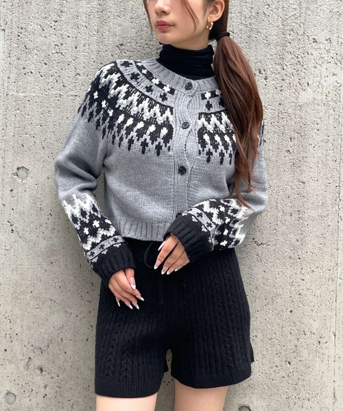 3.3 Field Trip (3.3フィールドトリップ)の「3.3 Field Trip/ノルディッククロップドカーディガン(カーディガン/ボレロ・レディース・ブラック/ブルー/グレー・FREE)」の9枚目の写真