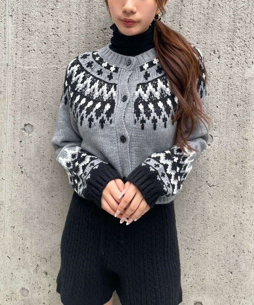 3.3 Field Trip (3.3フィールドトリップ)の「3.3 Field Trip/ノルディッククロップドカーディガン(カーディガン/ボレロ・レディース・ブラック/ブルー/グレー・FREE)」の10枚目の写真