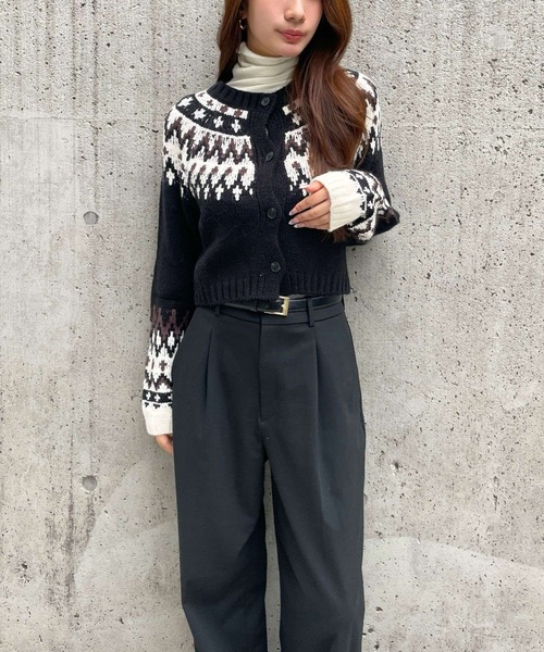 3.3 Field Trip (3.3フィールドトリップ)の「3.3 Field Trip/ノルディッククロップドカーディガン(カーディガン/ボレロ・レディース・ブラック/ブルー/グレー・FREE)」の11枚目の写真