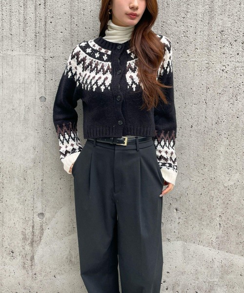 3.3 Field Trip (3.3フィールドトリップ)の「3.3 Field Trip/ノルディッククロップドカーディガン(カーディガン/ボレロ・レディース・ブラック/ブルー/グレー・FREE)」の12枚目の写真