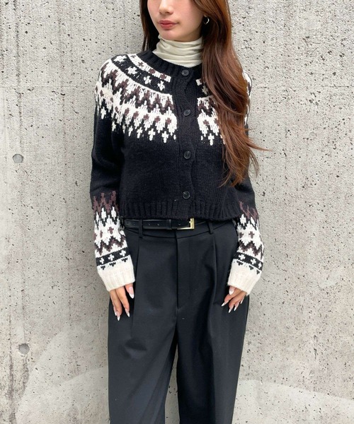 3.3 Field Trip (3.3フィールドトリップ)の「3.3 Field Trip/ノルディッククロップドカーディガン(カーディガン/ボレロ・レディース・ブラック/ブルー/グレー・FREE)」の4枚目の写真