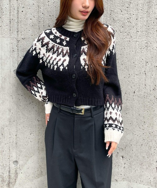 3.3 Field Trip (3.3フィールドトリップ)の「3.3 Field Trip/ノルディッククロップドカーディガン(カーディガン/ボレロ・レディース・ブラック/ブルー/グレー・FREE)」の5枚目の写真