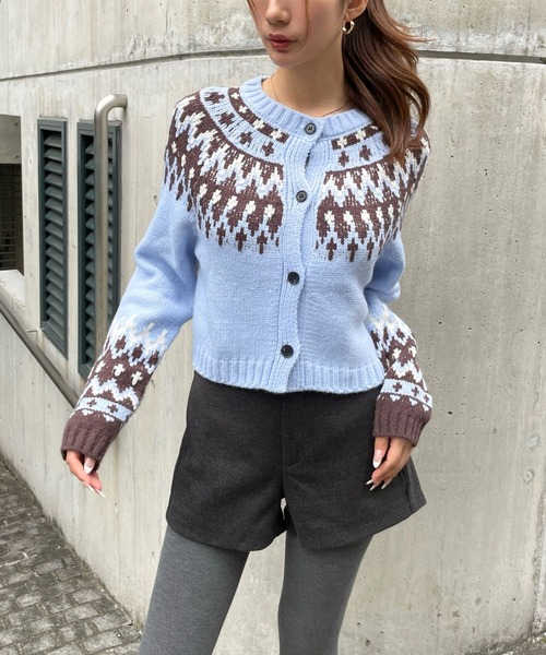 3.3 Field Trip (3.3フィールドトリップ)の「3.3 Field Trip/ノルディッククロップドカーディガン(カーディガン/ボレロ・レディース・ブラック/ブルー/グレー・FREE)」の6枚目の写真