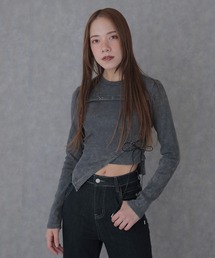 asymmetry hem eyelet tops