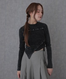 asymmetry hem eyelet tops