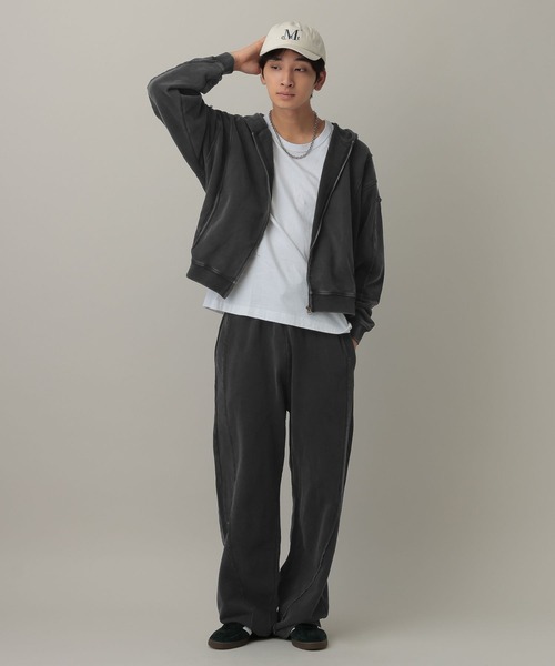 LAND MUSEUM(ランドミュージアム)の「LAND MUSEUM/ワイドカットZIPパーカー(パーカー・メンズ・グレー/ブラック・MEDIUM/LARGE)」の6枚目の写真