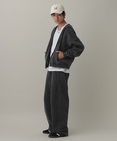 LAND MUSEUM(ランドミュージアム)の「LAND MUSEUM/ワイドカットZIPパーカー(パーカー・メンズ・グレー/ブラック・MEDIUM/LARGE)」の7枚目の写真