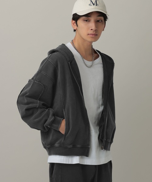 LAND MUSEUM(ランドミュージアム)の「LAND MUSEUM/ワイドカットZIPパーカー(パーカー・メンズ・グレー/ブラック・MEDIUM/LARGE)」の8枚目の写真
