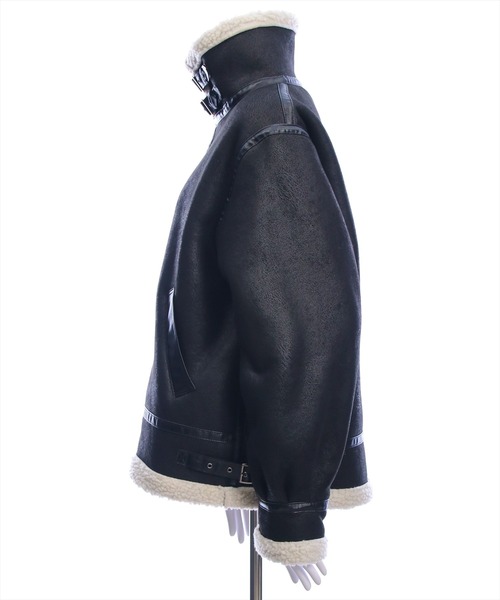 clear（クリア）の「ムートンジャケット［大人 カジュアル 着回し力抜群］≪再入荷≫（ムートンコート・レディース・ブラウン/ブラック・F）」の18枚目の写真