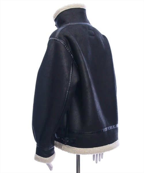 clear（クリア）の「ムートンジャケット［大人 カジュアル 着回し力抜群］≪再入荷≫（ムートンコート・レディース・ブラウン/ブラック・F）」の7枚目の写真