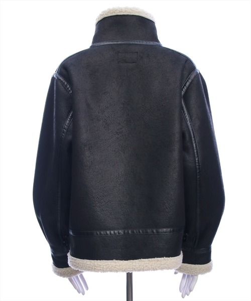 clear（クリア）の「ムートンジャケット［大人 カジュアル 着回し力抜群］≪再入荷≫（ムートンコート・レディース・ブラウン/ブラック・F）」の8枚目の写真