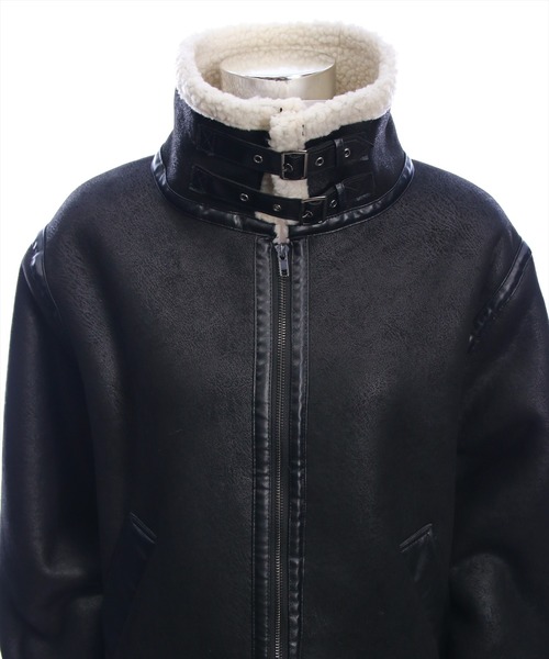 clear（クリア）の「ムートンジャケット［大人 カジュアル 着回し力抜群］≪再入荷≫（ムートンコート・レディース・ブラウン/ブラック・F）」の9枚目の写真