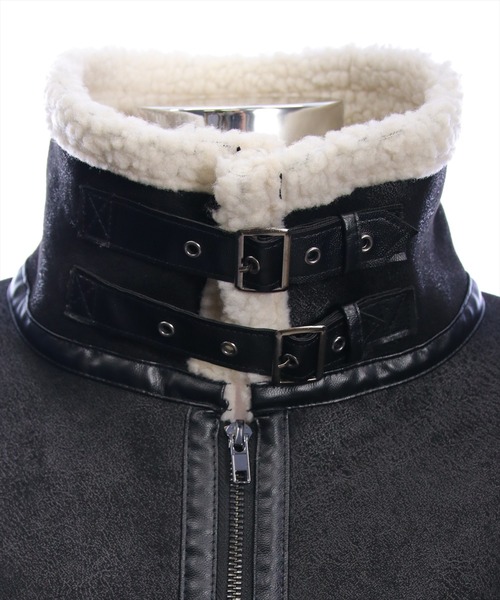 clear（クリア）の「ムートンジャケット［大人 カジュアル 着回し力抜群］≪再入荷≫（ムートンコート・レディース・ブラウン/ブラック・F）」の10枚目の写真