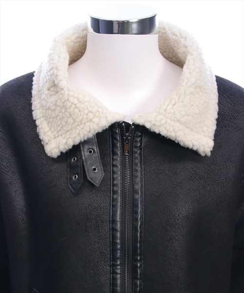 clear（クリア）の「ムートンジャケット［大人 カジュアル 着回し力抜群］≪再入荷≫（ムートンコート・レディース・ブラウン/ブラック・F）」の11枚目の写真