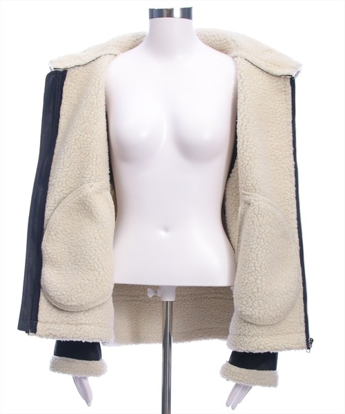 clear（クリア）の「ムートンジャケット［大人 カジュアル 着回し力抜群］≪再入荷≫（ムートンコート・レディース・ブラウン/ブラック・F）」の12枚目の写真