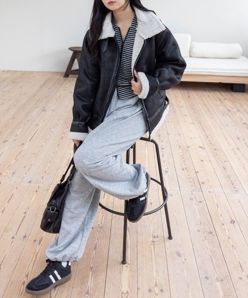 clear（クリア）の「ムートンジャケット［大人 カジュアル 着回し力抜群］≪再入荷≫（ムートンコート・レディース・ブラウン/ブラック・F）」の15枚目の写真