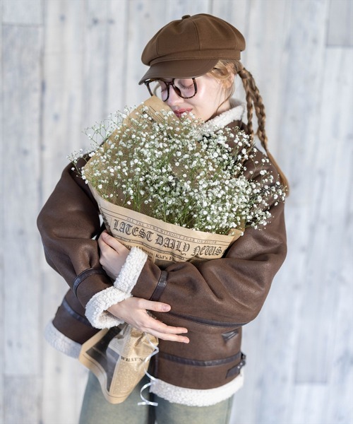 clear（クリア）の「ムートンジャケット［大人 カジュアル 着回し力抜群］≪再入荷≫（ムートンコート・レディース・ブラウン/ブラック・F）」の5枚目の写真