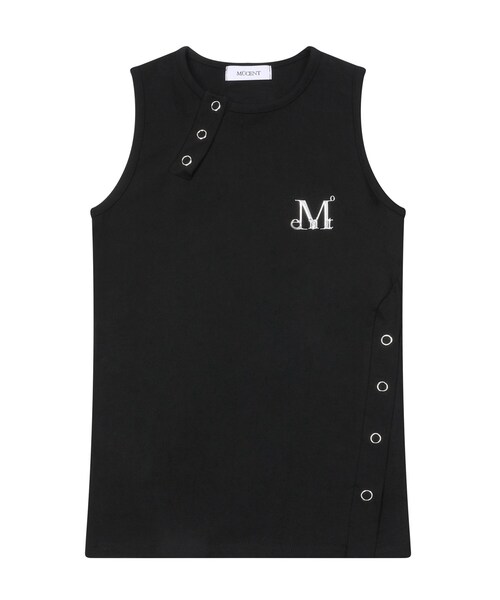 MUCENT(ムセント)の「テインメタルロゴサイドボタンロングナシ(Tシャツ/カットソー・レディース・ブラック・FREE)」の1枚目の写真