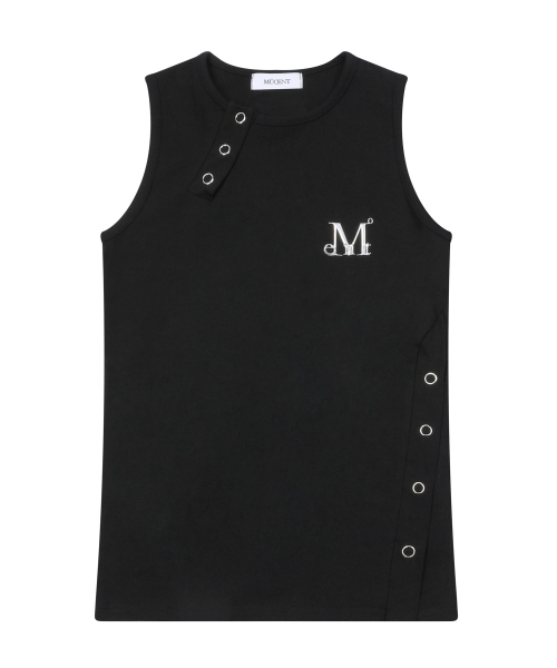 MUCENT(ムセント)の「テインメタルロゴサイドボタンロングナシ(Tシャツ/カットソー・レディース・ブラック・FREE)」の2枚目の写真