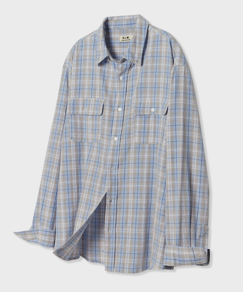 GLW（ジーエルダブリュ）の「オーバーサイズツーポケットチェックシャツブルー（シャツ/ブラウス・レディース・その他・MEDIUM/X-LARGE/SMALL/LARGE）」の5枚目の写真
