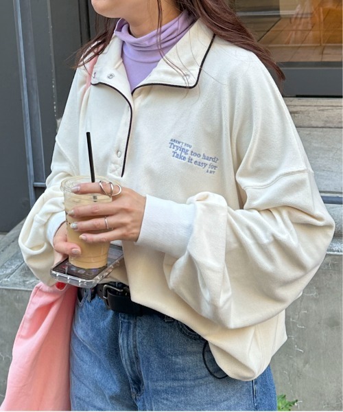 PILIT（ピリット）の「パイピング ミニボアプルオーバー（その他トップス・レディース・ブラウン/アイボリー/ブルー・MEDIUM）」の2枚目の写真