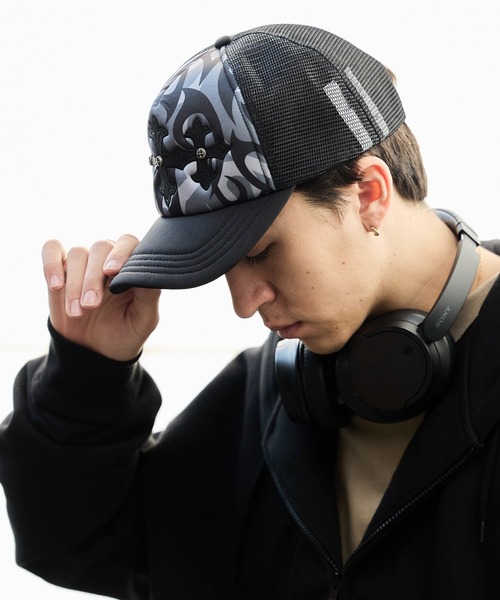 サプライヤーメッシュキャップ SUPPLIER/サプライヤー Cross Leather Patch Mesh Cap クロスモチーフ