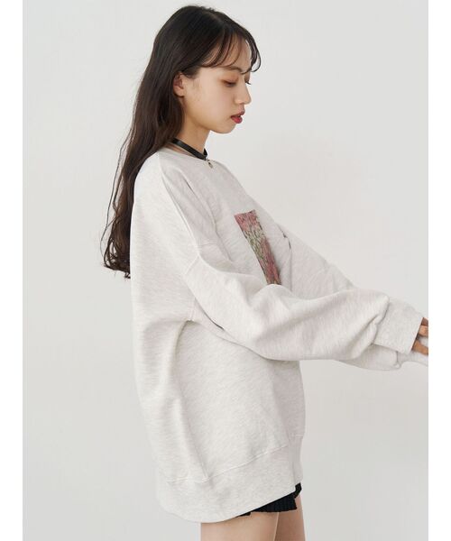 MURUA(ムルーア)の「【WEB限定】フラワールーズスウェット(スウェット・レディース・ダークグレー/ライトグレー・FREE)」の9枚目の写真