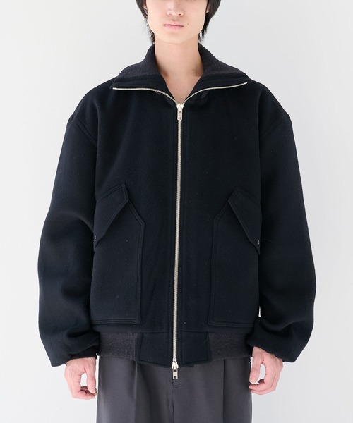 is-ness(イズネス)の「【is-ness/イズネス】WOOL ZIP FLIGHT JACKET(ブルゾン・メンズ・ブラック/ベージュ・M/L)」の2枚目の写真